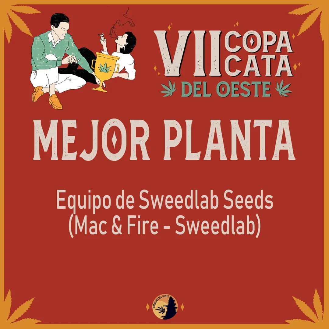 Placa de resultados de la VII Copa con el premio a la Mejor Planta y su genética.