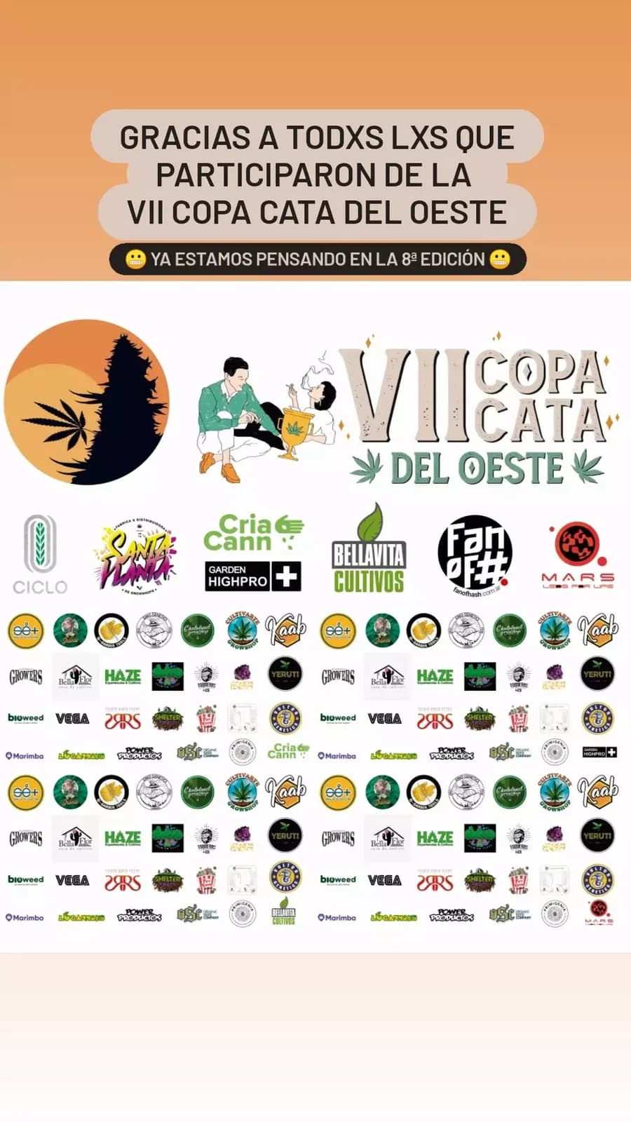 Placa de agradecimiento de la VII Copa, publicada en las historias, con el logo de la edición y las marcas que acompañaron.