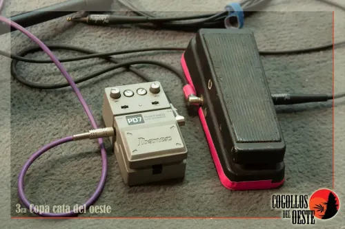 Pedales de efectos para guitarra y cables sobre una alfombra, Copa Cata del Oeste 2016